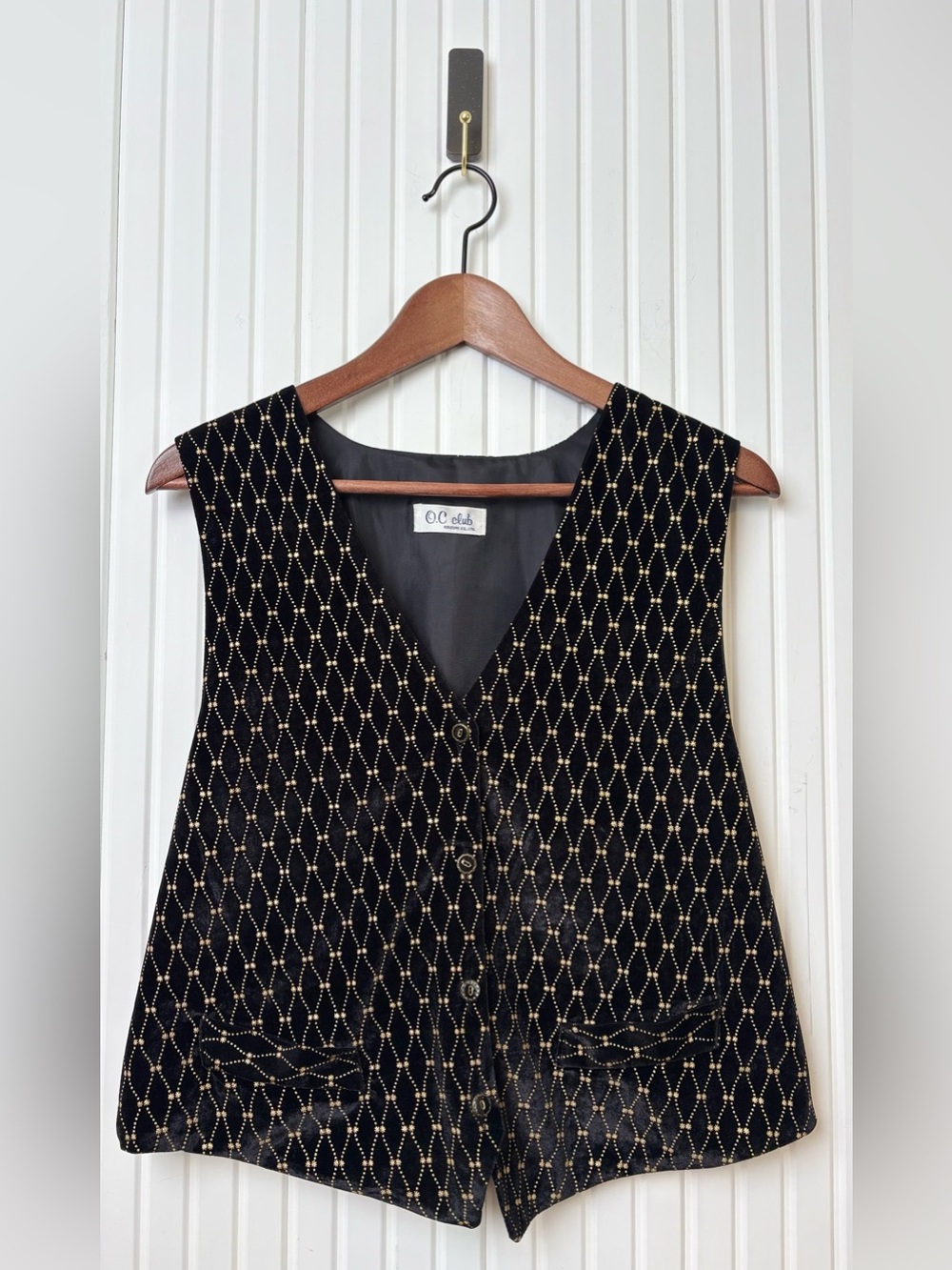 VTG 90s Black Embroidered Velvet Vest M/L Fairy Grunge Whimsigoth Festival Boho